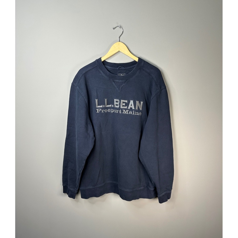 L.L. Bean Sweatshirt Mens XL Tall Navy Blue Embroidered Freeport Maine Logo